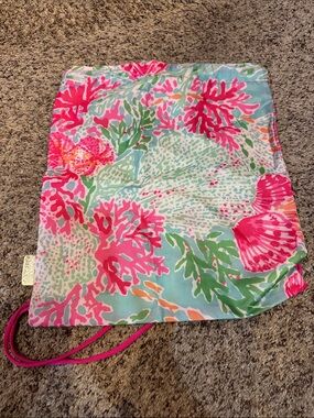 Lilly Pulitzer Colorful Coral Print Drawstring Bag
